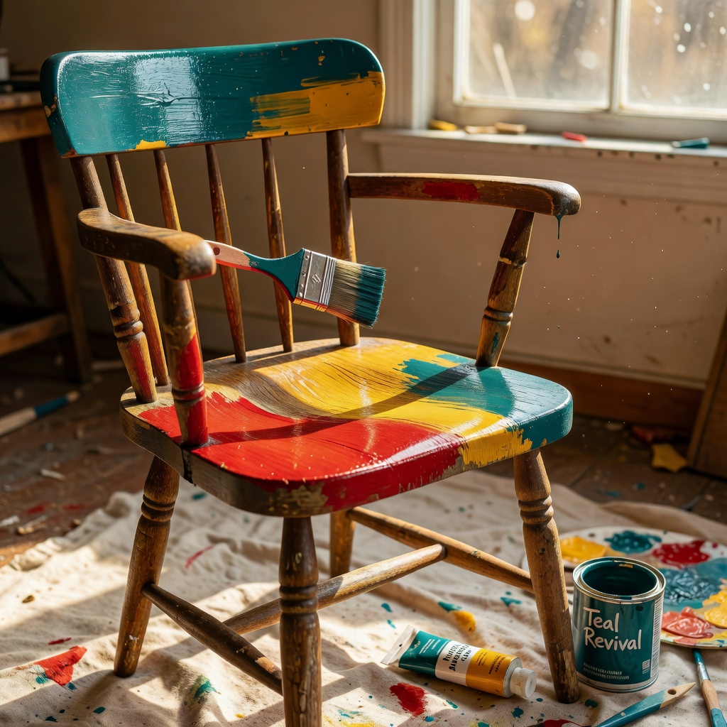 Painting an old wooden chair in soft sage green